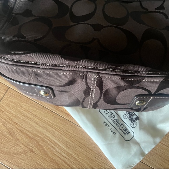 COACH Chocolate Brown Monogram Shoulder Bag - Picture 11 of 13